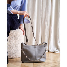 Кожаная замшевая женская сумка «Селена»  серая