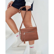 Сумка кожаная женская «Asuna» карамельный флотар