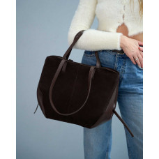 Сумка «Лаура» со вставкой натуральный замш шоколадная