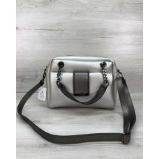Стильная женская сумка клатч «Хлоя» серебряного цвета опт 
