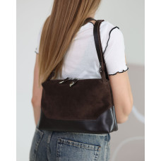 Кожаная замшевая женская сумка «Иви» шоколадная