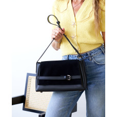 Женская сумочка «Лилит» совставкой натуральный замш черная Женская сумочка «Лилит» совставкой натуральный замш черная