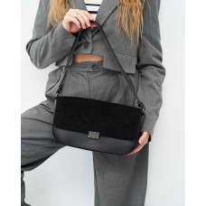 Сумочка «Tilly» со вставкой натуральный замш чорна