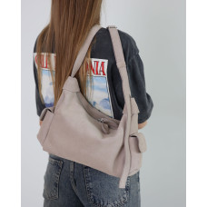 Кожаная замшевая женская сумка «Глория» бежевая