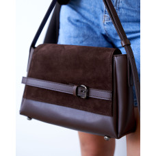 Женская сумочка «Лилит» совставкой натуральный замш коричневая Женская сумочка «Лилит» совставкой натуральный замш коричневая