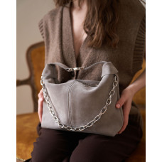 Кожаная замшевая женская сумка «Селена» серая Кожаная замшевая женская сумка «Селена» серая