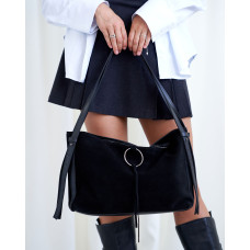 Сумка «Берта» со вставкой с натуральной замши черная