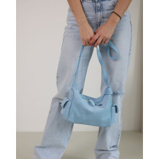 Кожаная замшевая женская сумка «Глория» голубая