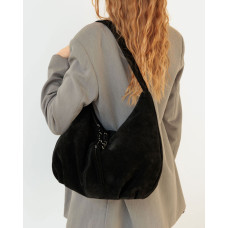 Сумка женская кожаная «Монга» черная замша Сумка женская кожаная «Монга» черная замша