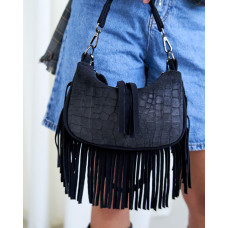 Замшевая женская сумка «Isabella» черный кроко