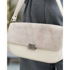 Сумочка «Tilly» со вставкой натуральный замш бежевая