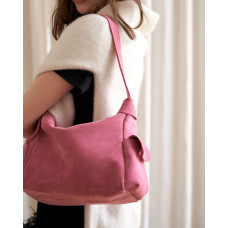 Кожаная замшевая женская сумка «Глория» розовая