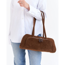 Кожаная замшевая  женская сумка «Alexa» карамельная