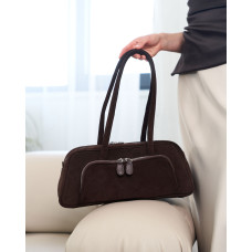 Кожаная замшевая  женская сумка «Alexa» шоколадная