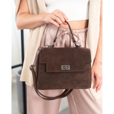 Сумка «Габриэль» со вставкой с натуральной кожи шоколадная