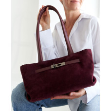 Женская сумка «Карен» со встакой с натуральной кожи бордовая