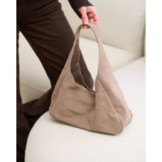 Женская  замшевая сумка «Кей» бежевая