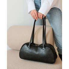 Кожаная женская сумка «Тейл» черная рептилия Кожаная женская сумка «Тейл» черная рептилия