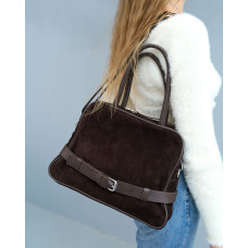 Замшевая женская сумка «Dakota» шококладная