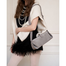 Кожаная замшевая женская сумка «Мэй» серая