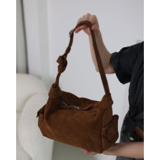 Кожаная замшевая женская сумка «Глория» карамельная