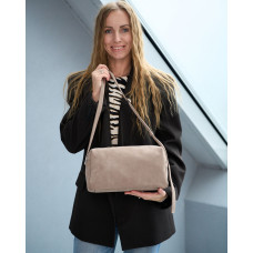 Замшевая женская сумка «Virginia» бежевая
