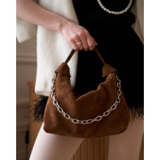 Кожаная замшевая женская сумка «Селена» коньяная Кожаная замшевая женская сумка «Селена» коньяная