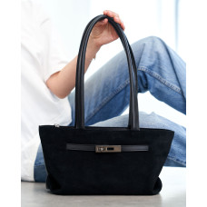 Женская сумка «Карен» со встакой с натуральной кожи черная Женская сумка «Карен» со встакой с натуральной кожи черная