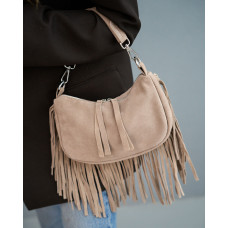 Замшевая женская сумка «Isabella» бежевая