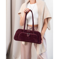 Кожаная замшевая  женская сумка «Alexa»  бордовая