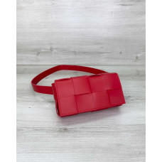 Женская сумка клатч на пояс «Энди» плетеная красная 