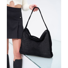 Сумка женская кожаная «Кроко» черная замша Сумка женская кожаная «Кроко» черная замша