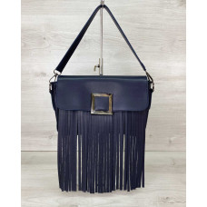 Женская сумка с бахромой «Ариэль» темно синяя 