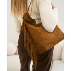 Замшевая женская сумка «Bobby» карамельная