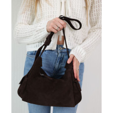 Кожаная замшевая женская сумка «Глория» шоколадная