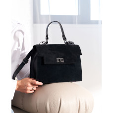 Сумка «Габриэль» со вставкой с натуральной кожи черная