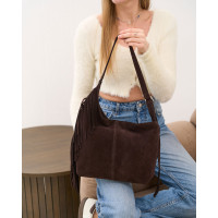 Замшевая женская сумка «Bobby» шоколадная