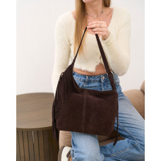 Замшевая женская сумка «Bobby» шоколадная