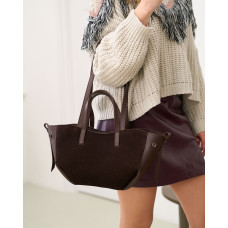 Сумка «Майя» со вставкой натуральный замш шоколадная Сумка «Майя» со вставкой натуральный замш шоколадная