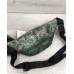 Женская сумка Бананка с пушком серебряная с зеленым змея (никель) 