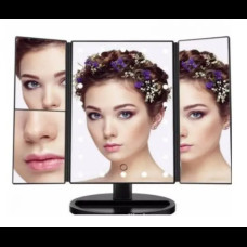 Потрійне дзеркало для макіяжу з підсвічуванням 22 Led діода Чорне