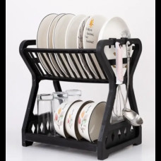 Сушарка дворівнева для посуду та кухонного приладдя YH-A671 Чорна Сушарка дворівнева для посуду та кухонного приладдя YH-A671 Чорна
