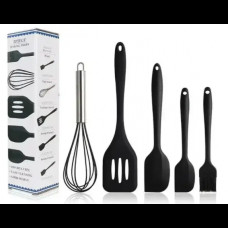 Набор силиконовых кухонных принадлежностей 5 предметов Baking Props для кухни Черный