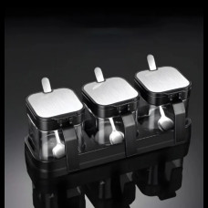 Набор баночек для хранения специй на подставке с ложками, 3×300мл Spice jar TLG-021