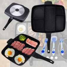 Сковорода-гриль із відсіками 5в1 38х31 см iQuick Антипригарна універсальна п'ятисекційна сковорода