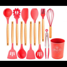 Набор кухонных принадлежностей 12 предметов силиконовый Kitchen Set Красный