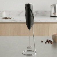 Электрический капучинатор для молока с подставкой Milk Frother на батарейках Черный