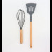 Силиконовый кухонный набор принадлежностей с деревянной ручкой 12 предметов Серый 