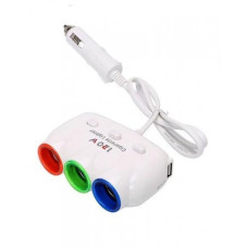 Автомобільний розгалужувач прикурювача D20 на 3 виходи 12/24В Білий