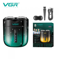 Аккумуляторная электробритва VGR V-348, Машинка для бритья / Электрическая бритва для лица Зелёная